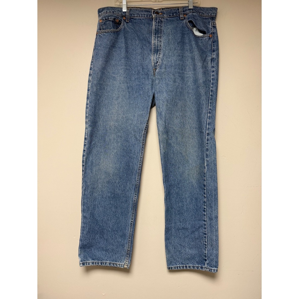 Levi Strauss 505 Jeans W42 L32 Blue Cotton Straight Leg Denim Pants